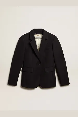 Golden Goose Blazer Droit Pour Femme En Gabardine De Laine Foncé, Femme