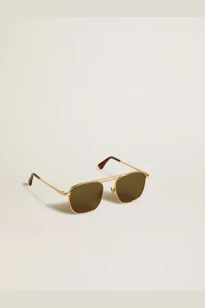 Golden Goose Lunettes De Soleil Modèle Aviateur Avec Monture Dorée Et Verres Verts, Homme