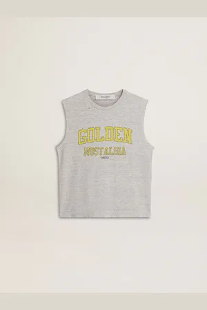 Golden Goose T-shirt Sans Manches Pour Femme À Imprimé Jaune, Femme