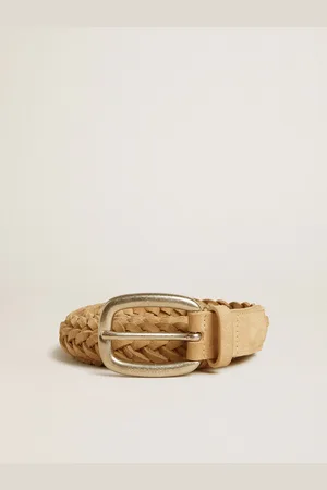 Golden Goose Ceinture En Cuir Tressé Couleur Sable, Homme