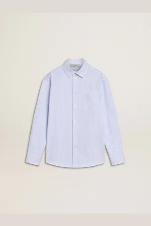 Golden Goose Chemise À Rayures Pour Filles Avec Inscription Brodée Sur La Poche De Poitrine,