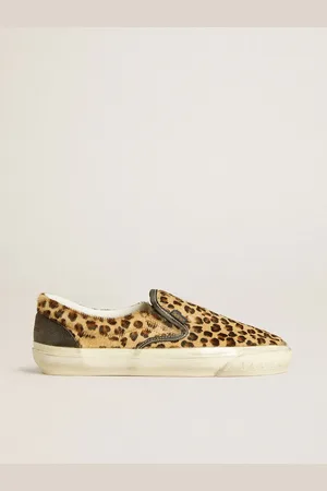 Golden Goose Vce Penstar Pour Homme En Cuir Façon Poulain À Imprimé Léopard Avec Contrefort En Cuir , Homme