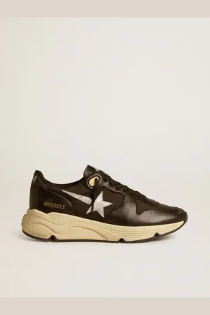Golden Goose Running Sole Pour Femme En Nylon Et Cuir Nappa Noirs Avec Étoile En Cuir Argenté, Femme