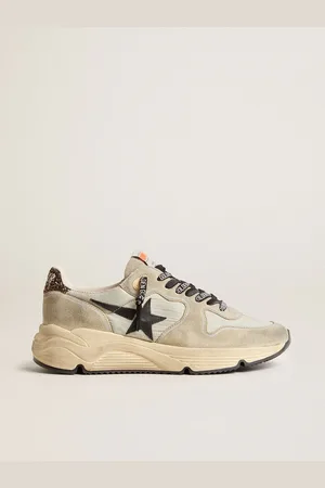 Golden Goose Running Sole Pour Femme En Nylon Gris Avec Étoile Noire Et Contrefort À Paillettes, Femme