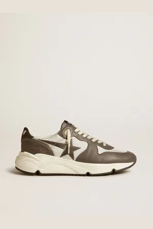 Golden Goose Running Sole Pour Homme En Nylon Gris Et Cuir Nappa Avec Étoile En Cuir Velours , Homme