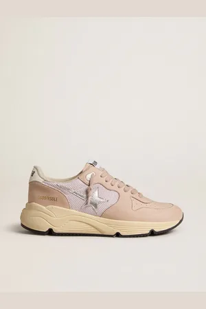 Golden Goose Running Sole Pour Femme En Résille Et Cuir Nubuck Avec Étoile En Cuir Lamé , Femme