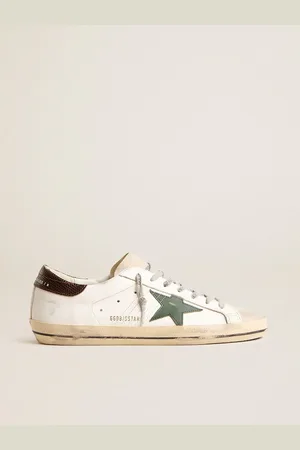 Golden Goose Super-star Pour Homme En Cuir Avec Étoile Verte Et Contrefort Animalier, Homme