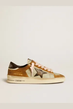 Golden Goose Stardan Ltd Pour Homme En Cuir Avec Étoile En Cuir Lamé Craquelé Et Contrefort , Homme