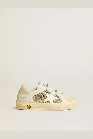 Golden Goose May Teen En Cuir Et Paillettes Dorées Avec Étoile En Cuir ,