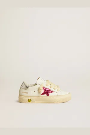 Golden Goose May Teen Avec Étoile À Paillettes Fuchsia Et Contrefort En Cuir Lamé,