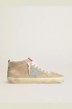 Golden Goose Mid Star Homme En Daim Beige Avec Étoile Et Contrefort En Cuir Layette, Homme