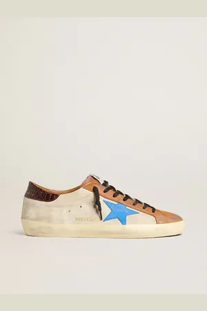 Golden Goose Super-star Ltd Pour Homme Beige Avec Étoile Ciel Et Contrefort À Imprimé Croco, Homme