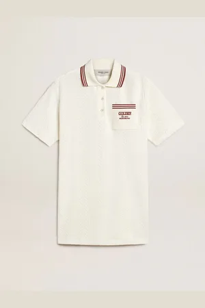 Golden Goose Robe Polo Oasis Pour Femme En Jersey Ajouré À Rayures Bordeaux, Femme