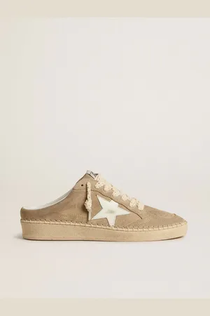Golden Goose Mules Ball Star En Daim Beige Avec Étoile En Cuir , Femme