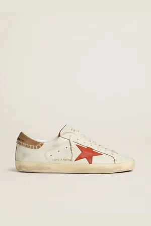 Golden Goose Super-star Ltd En Cuir Nappa Avec Étoile En Cuir Orange Et Contrefort En Daim Couleur Tabac, Homme