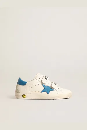 Golden Goose Old School Young En Cuir Avec Étoile Et Contrefort Ciel,