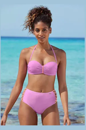 Venice Beach Bas de maillot de bain taille haute design contrasté -