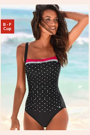 Lascana Maillot de bain élégant mélange de rayures et pois -