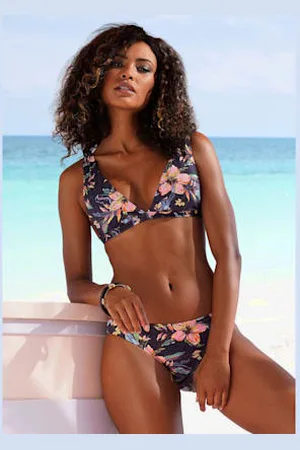 Lascana Haut de bikini triangle design floral -