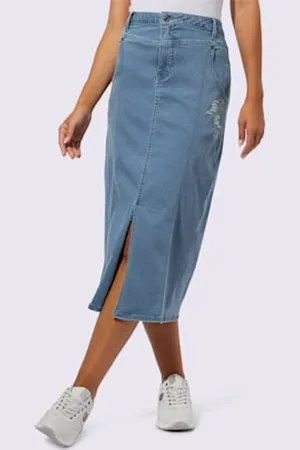 CRÉATION L Jupe en jean mélange coton et lyocell de qualité -
