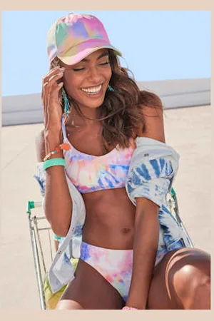 KangaROOS Bikini bustier imprimé effet de couleur différent pour chaque pièce -