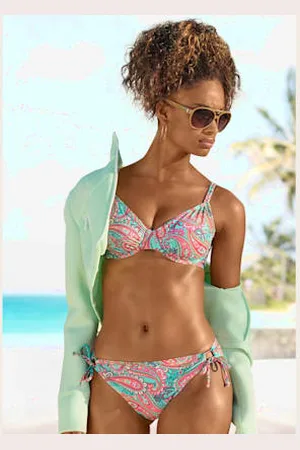 Venice Beach Haut de maillot de bain à armatures imprimé, effet de couleur différent pour chaque pièce -
