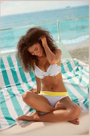 Venice Beach Bas de maillot de bain design rayé avec ceinture contrastée -