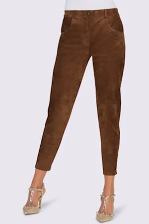 Ashley brooke Pantalon en cuir ceinture élastique latérale pour une liberté de mouvement maximale -