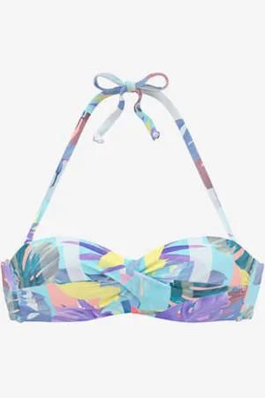 Venice Beach Haut de bikini bandeau à armatures imprimé tendance, effet de couleur différent pour chaque pièce -