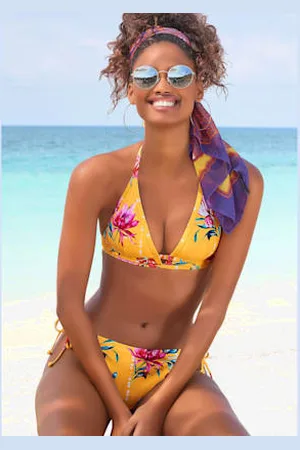 sunseeker Haut de bikini triangle imprimé floral moderne -