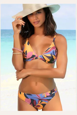 sunseeker Bikini triangle imprimé feuilles abstrait -