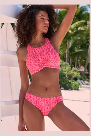 ELBSAND Haut de maillot de bain court imprimé tendance -
