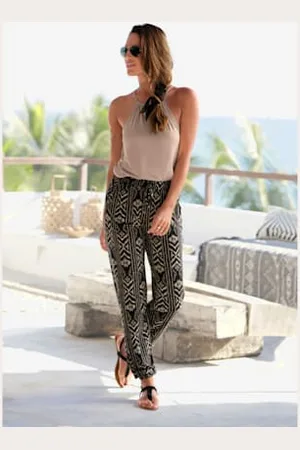 Lascana Pantalon en jersey pantalon de plage léger à la coupe décontractée -