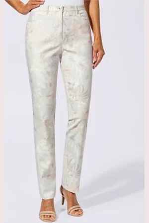 FAIR LADY Pantalon slim jacquard motifs fleurs -