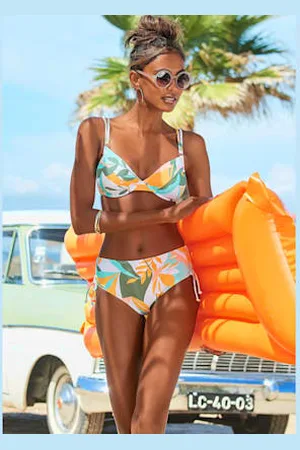 sunseeker Maillot de bain à armatures imprimé feuilles abstrait -