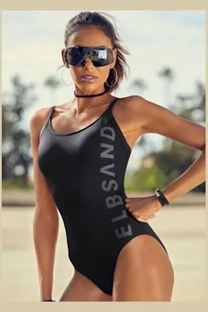ELBSAND Maillot de bain marque inscrite en couleur contrastée -