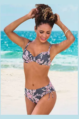sunseeker Maillot de bain à armatures design floral avec éléments graphiques -