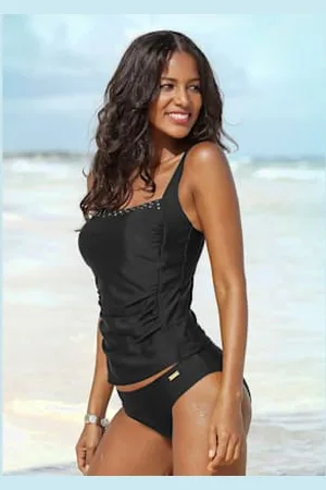 Lascana Maillot de bain 2 pièces maillot de bain élégant avec rivets décoratifs couleur or -