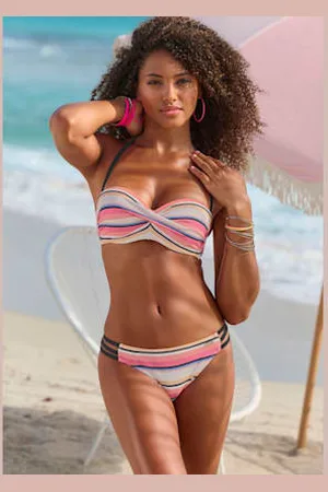 Venice Beach Maillot de bain bandeau à armatures motif rayé tendance -