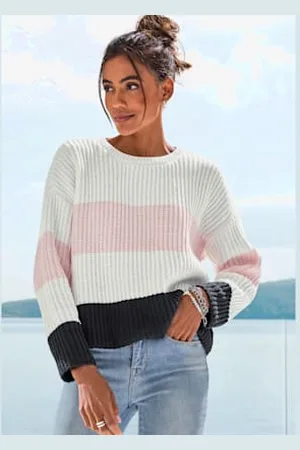 Lascana Pull en tricot rayures transversales tendance -