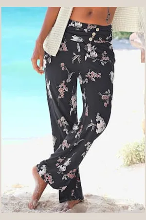 Lascana Pantalon de plage pantalon en tissu léger avec motif floral -