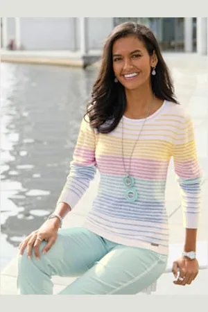 COLLECTION L. Pull à rayures jolie structure tricot -