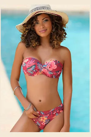 QS by s.Oliver Haut de bikini bandeau à armatures imprimé tropical -