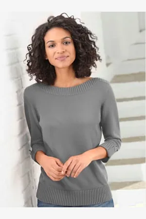 COLLECTION L. Pull femme manches 3/4 revers boutonnés -