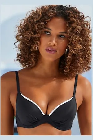 vivance collection Haut de maillot de bain à armatures uni tendance avec passepoil contrasté -
