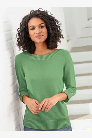 COLLECTION L. Pull femme manches 3/4 revers boutonnés -