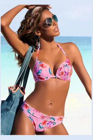 sunseeker Haut de bikini push-up imprimé floral moderne -