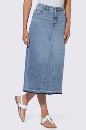 Linea tesini Jupe en jean délavé tendance -