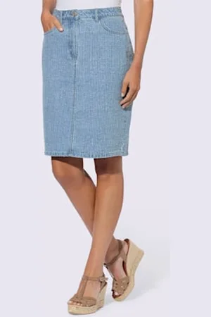 Linea tesini Jupe en jean rayures structurées -