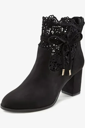 Lascana Bottines à talon haut superbe empiècement en dentelle féminin -